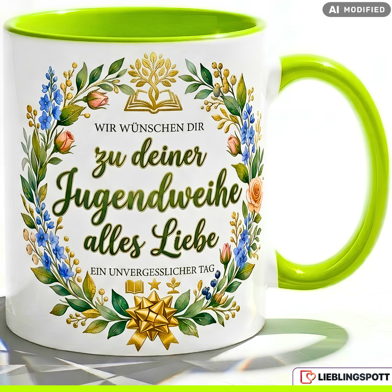 Jugendweihe Tasse Spruch Geschenk alles Liebe Blauer Becher 330ml (Kopie)