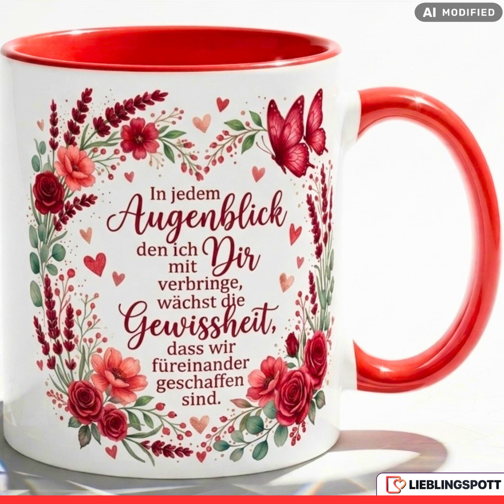 Liebe Tasse Spruch Augenblick Geschenk Jahrestag Valentinstag Rot Becher 330ml