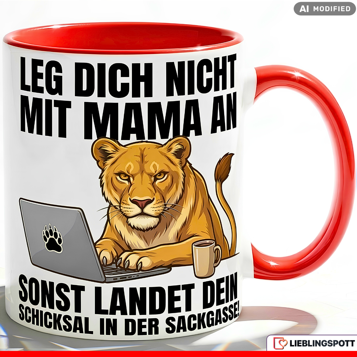 Lioness Mug Quote Mom Office Mother's Day Gift Yellow Mug 330ml