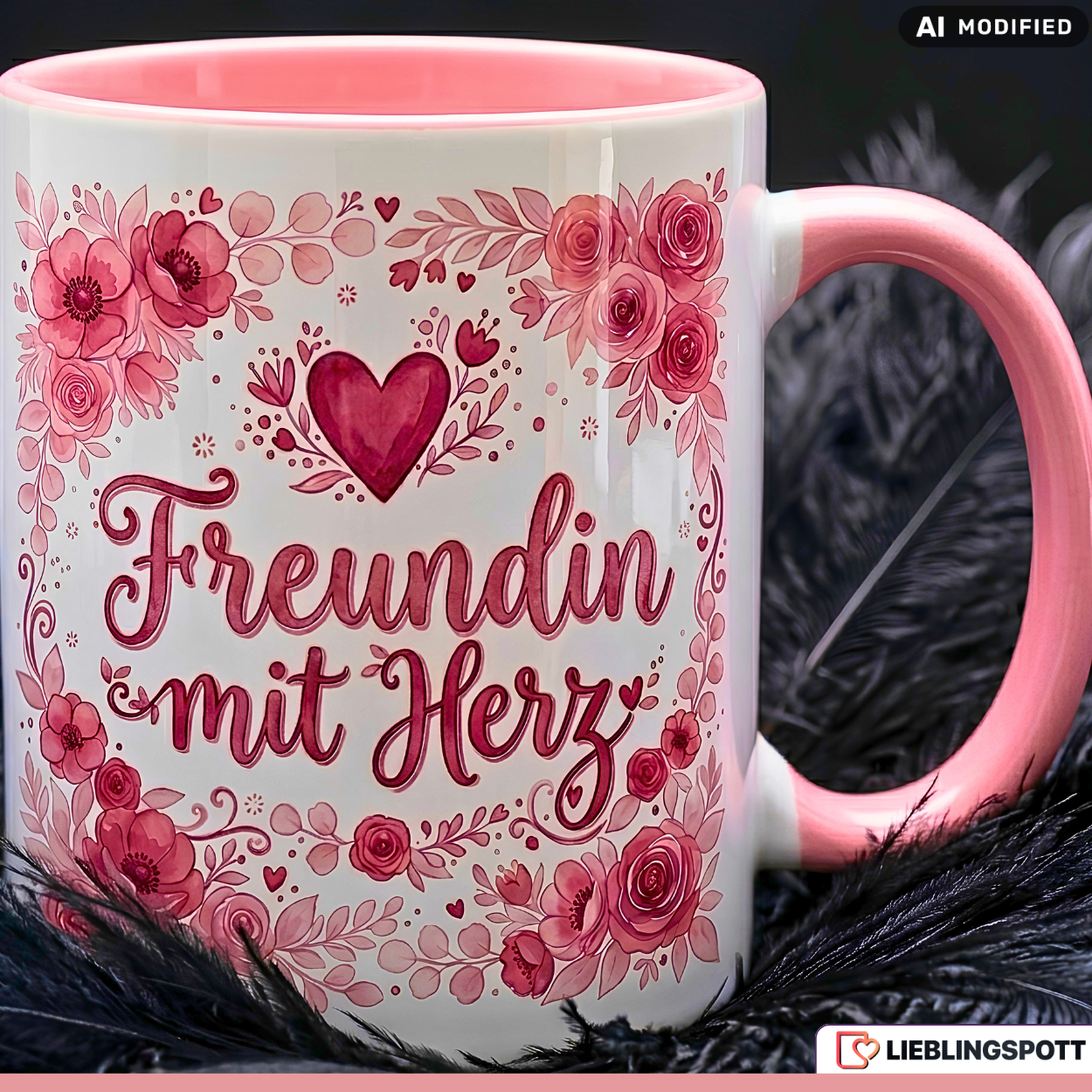 Freundin Tasse mit Herz Spruch Geschenk Geburtstag Rosa Becher 330ml