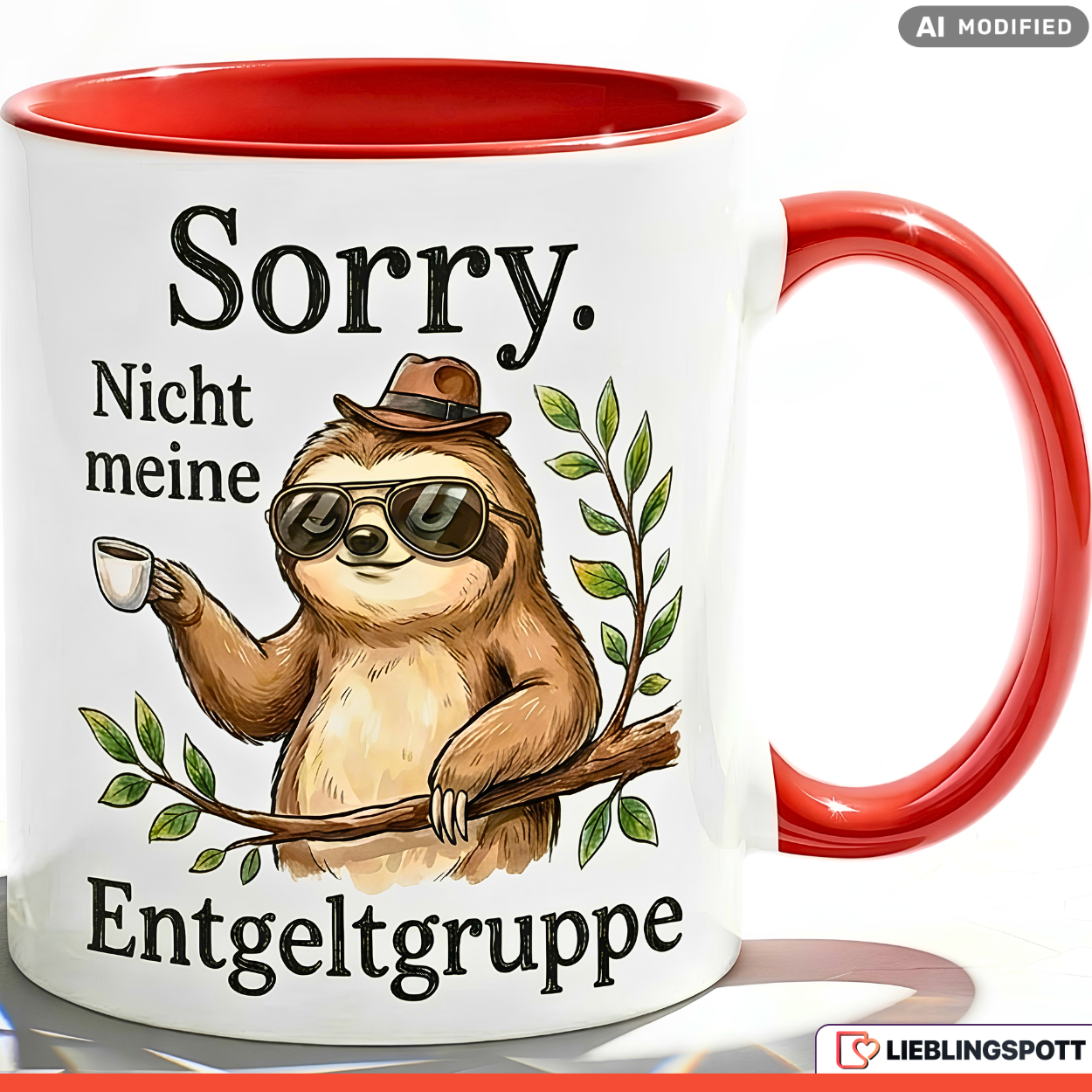 Faultier Tasse Spruch Büro Geschenke Entgeltgruppe TVöD Pinker Becher 330ml