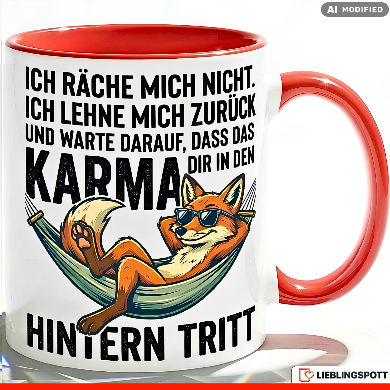 Fox Mug Saying Karma Office Gift Colleague Orange Mug 330ml