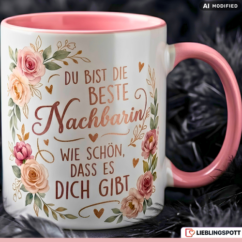 Neighbor Mug Quote Best Gift Thank You Birthday Pink Mug 330ml