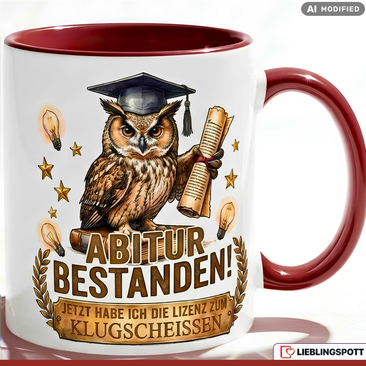 Graduation Owl Quote Mug Red 330ml