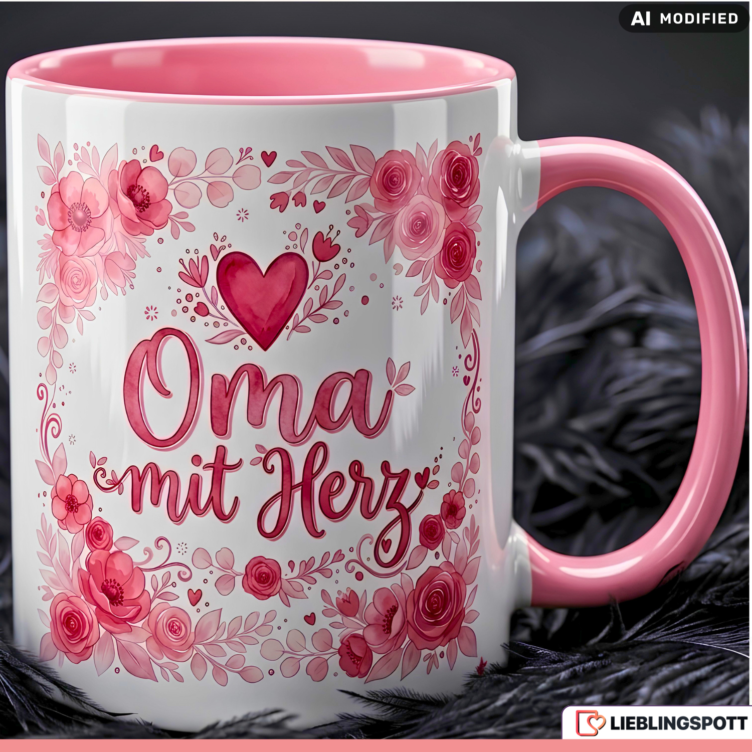 Oma Tasse mit Herz Spruch Geschenk Geburtstag Rosa Becher 330ml