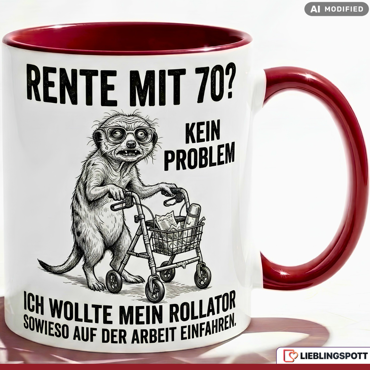 Retirement Mug Funny Saying Meerkat Walker Gift Work Cup 330ml