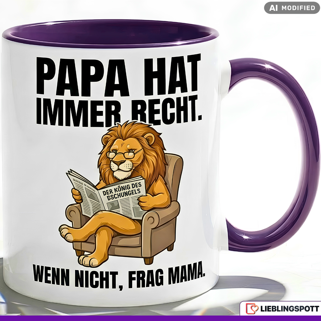 Papa Lion Mug Saying Father's Day Gift Orange Cup 330ml