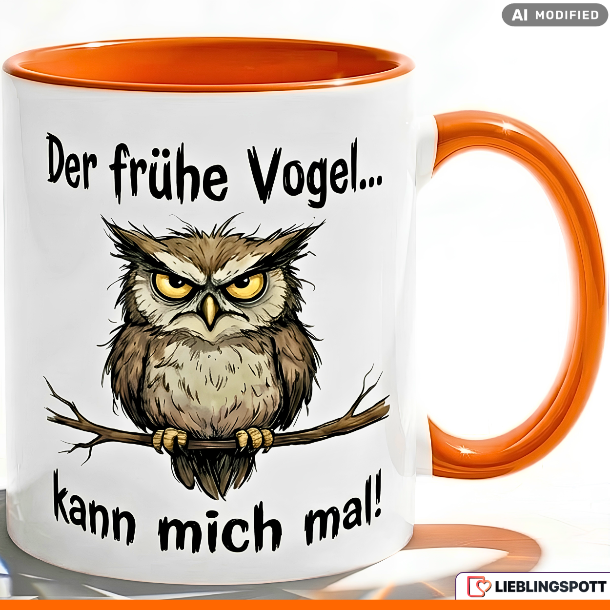 Owl Mug Saying Grumpy Morning Person Office Gift Red Cup 330ml