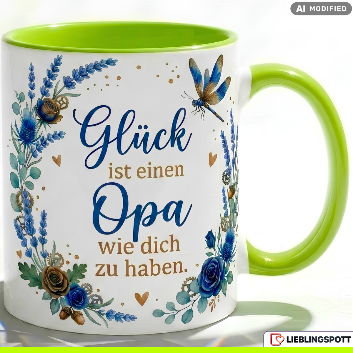 Grandpa Mug Quote Luck Gift Father's Day Birthday Blue Mug 330ml