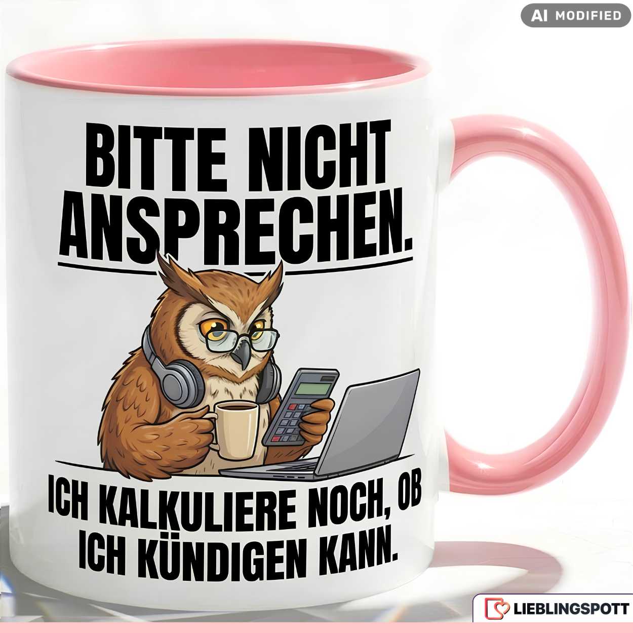 Owl Mug Saying Office Work Gift Colleague Red Mug 330ml