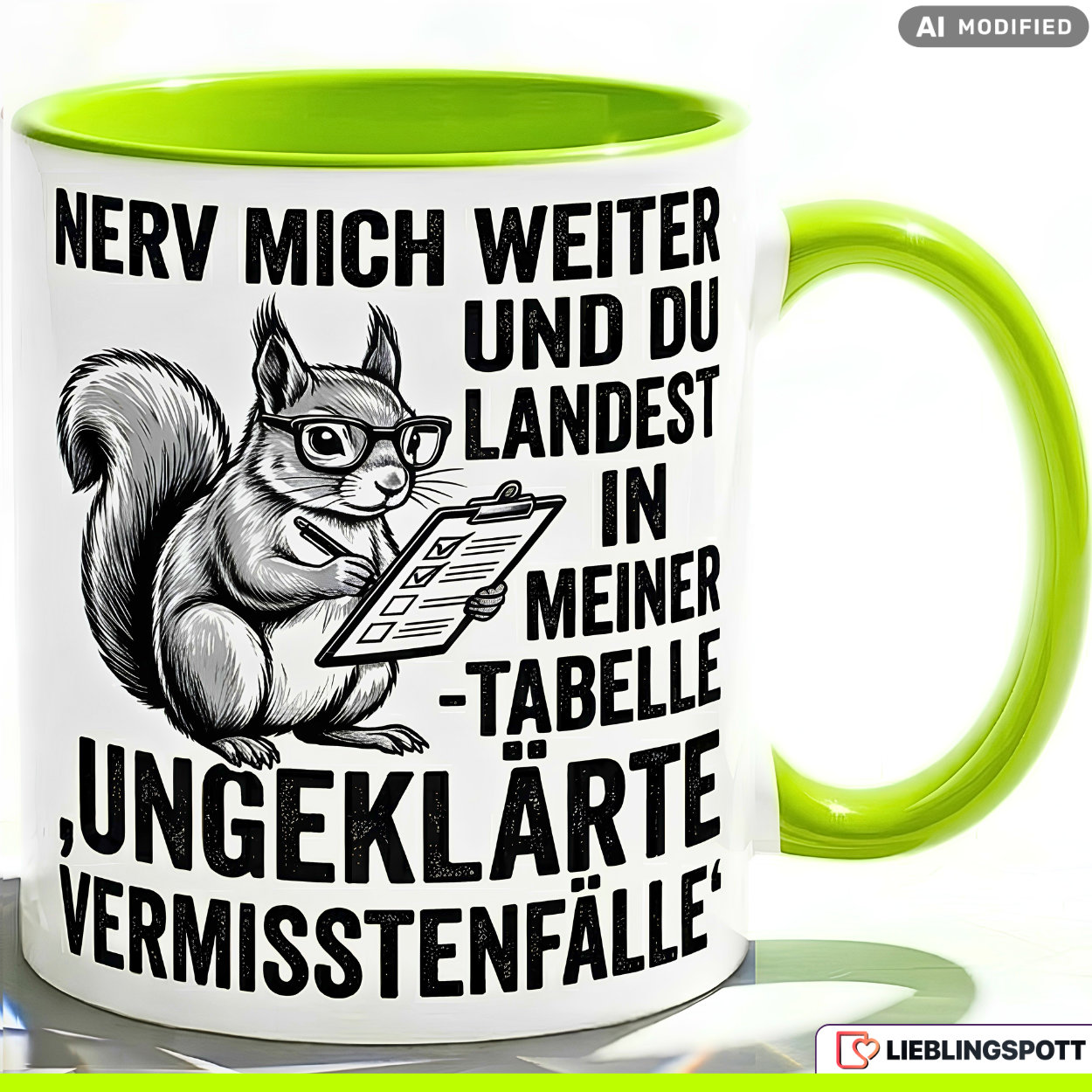 Eichhörnchen Tasse Spruch Büro – Keramikbecher lila Lieblingspott