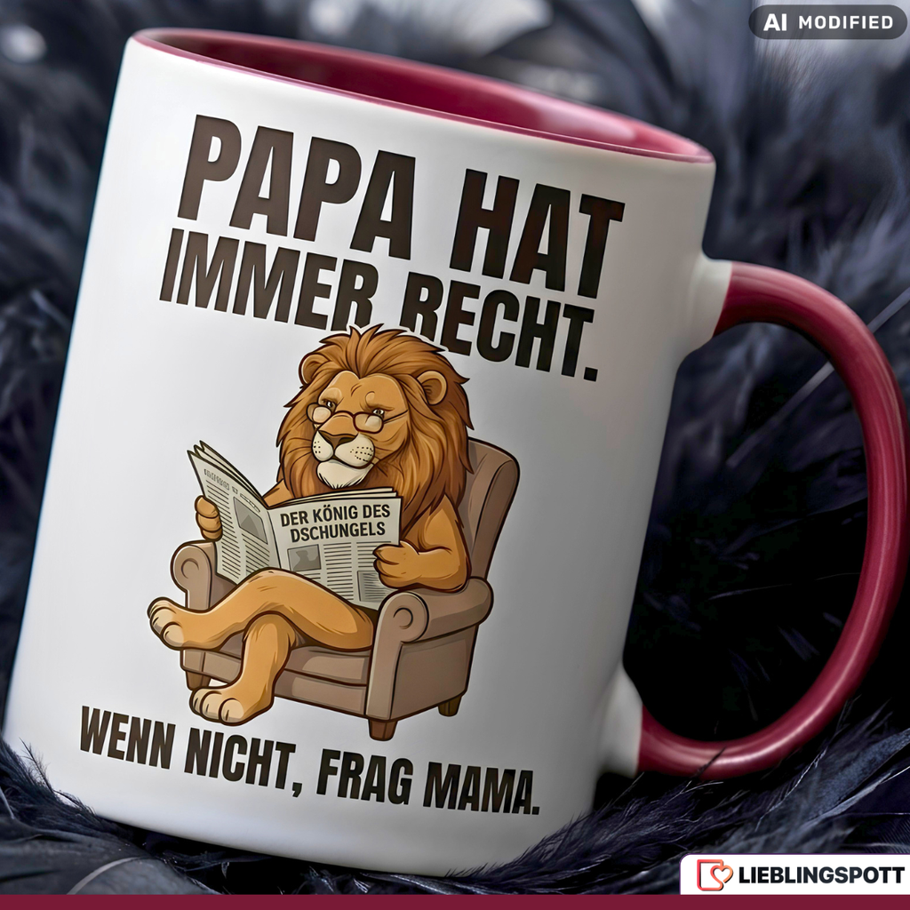Papa Löwe Tasse Spruch Vatertag Geschenk Oranger Becher 330ml