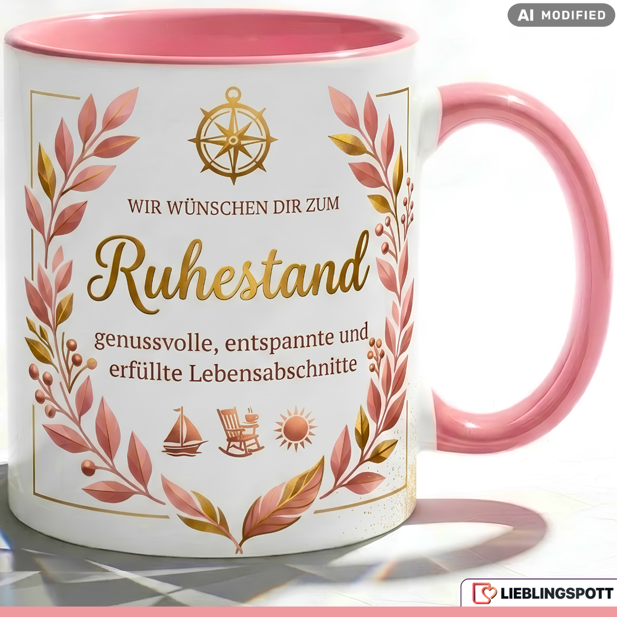 Ruhestand Tasse Spruch Geschenk Abschied Kollegin Rosa Becher 330ml