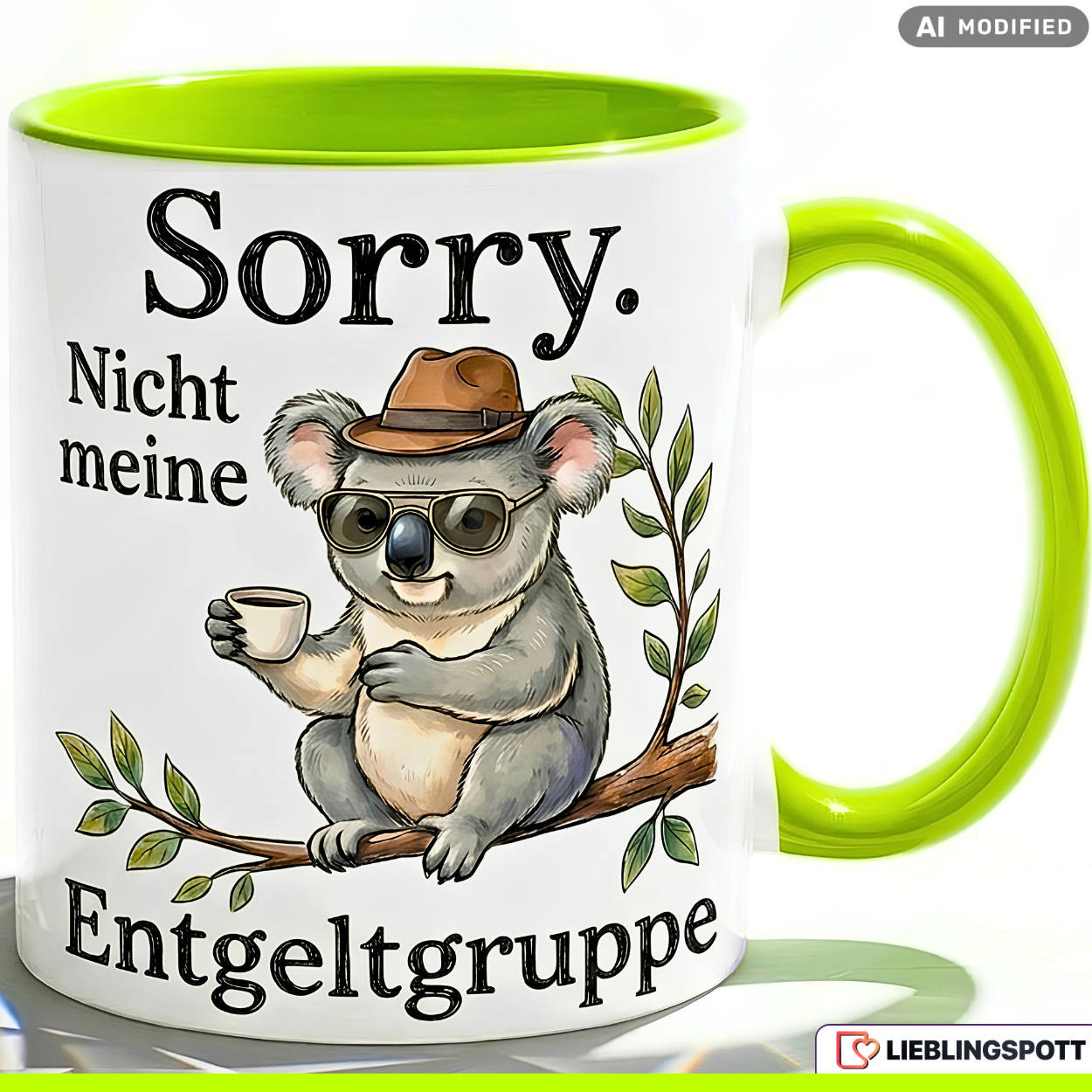 Koala Mug Phrase Salary Group Office Gift Green Mug 330ml