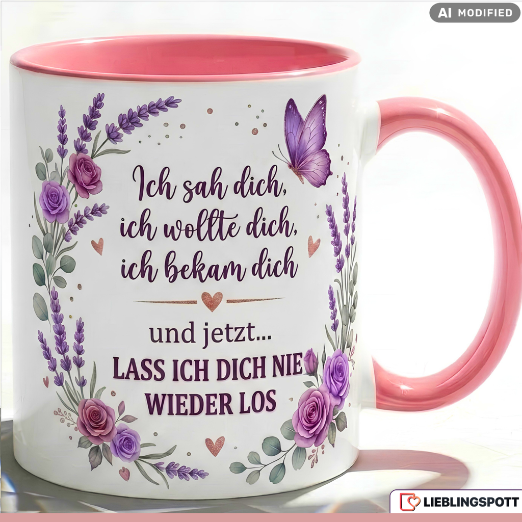 Liebe Tasse Spruch Partner Geschenk Jahrestag Geburtstag Lila Becher 330ml