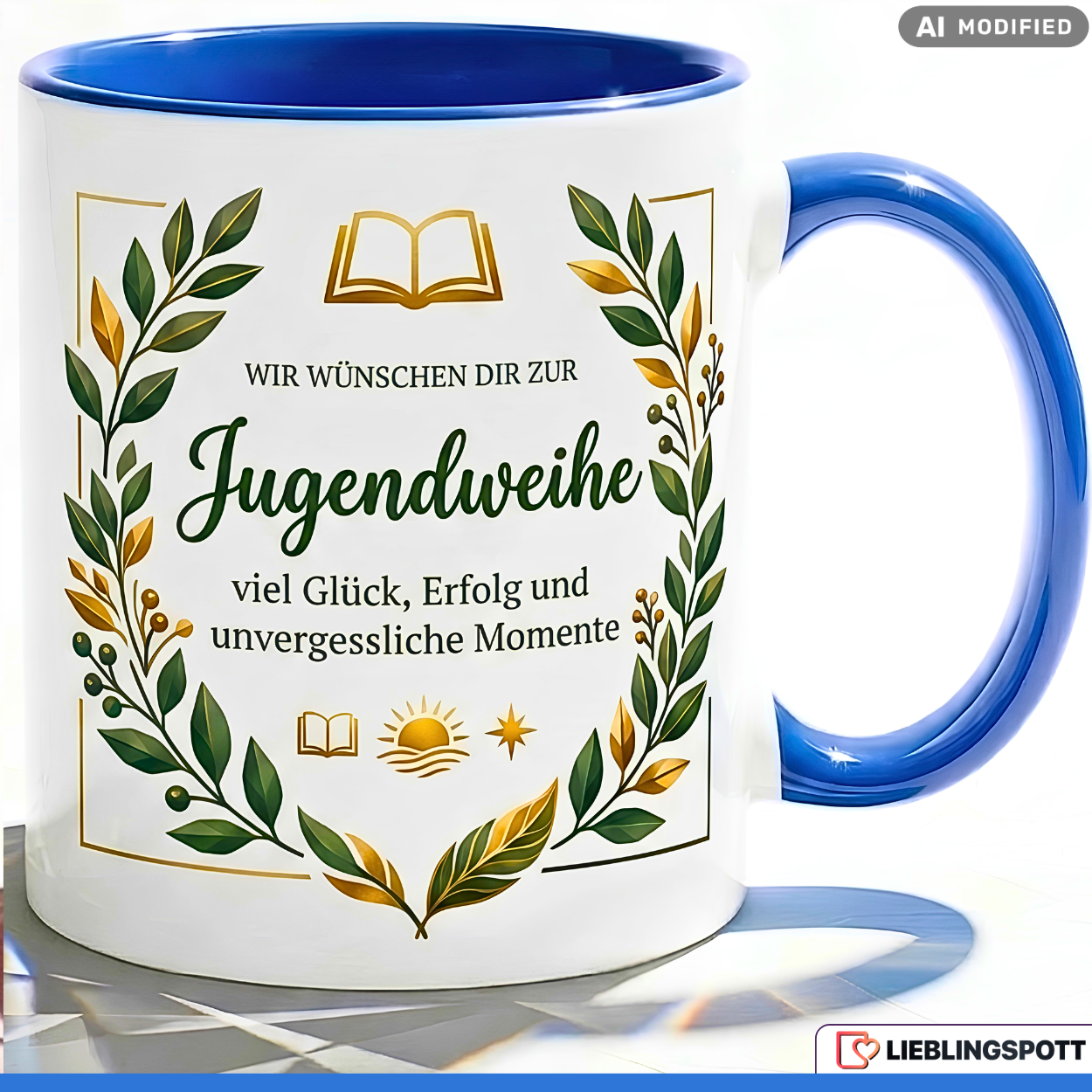Youth Initiation Mug Saying Gift Good Luck Boy Blue Mug 330ml