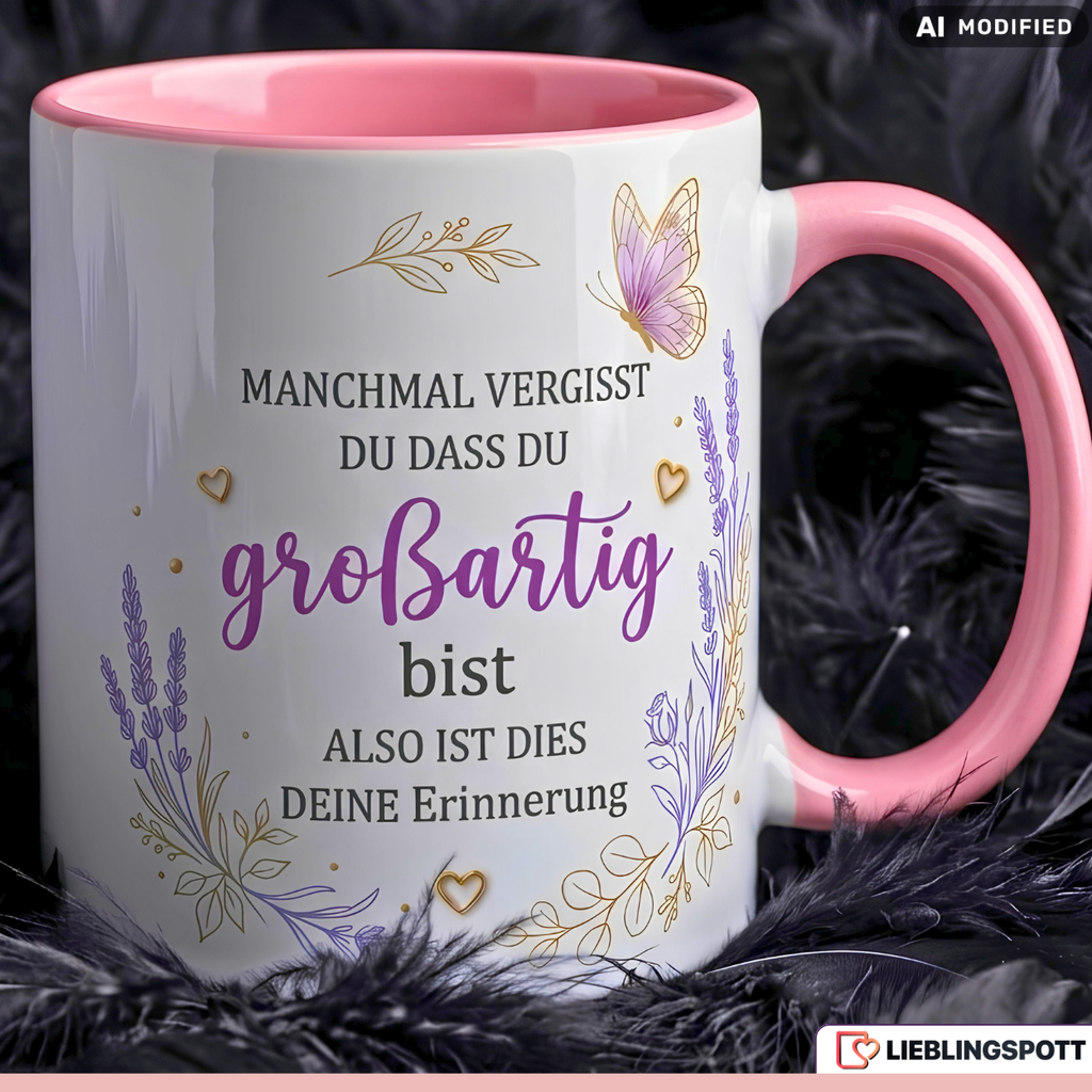 Großartig Tasse Spruch Motivation Geschenk Freundin Rosa Becher 330ml