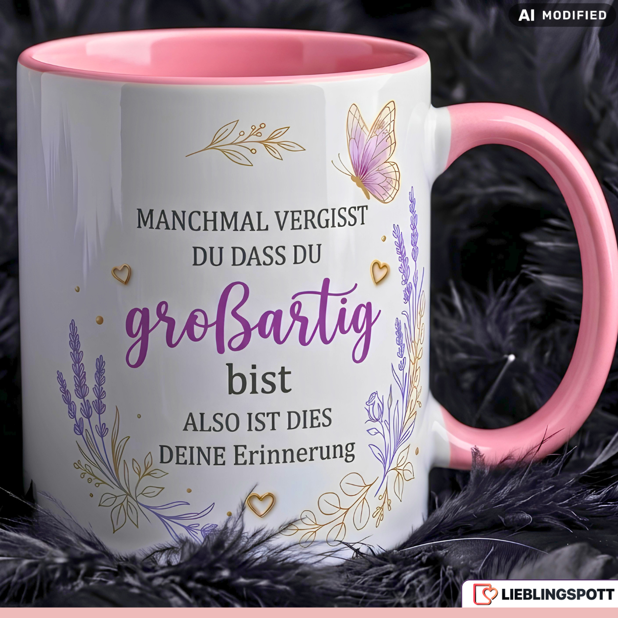 Großartig Tasse Spruch Motivation Geschenk Freundin Rosa Becher 330ml