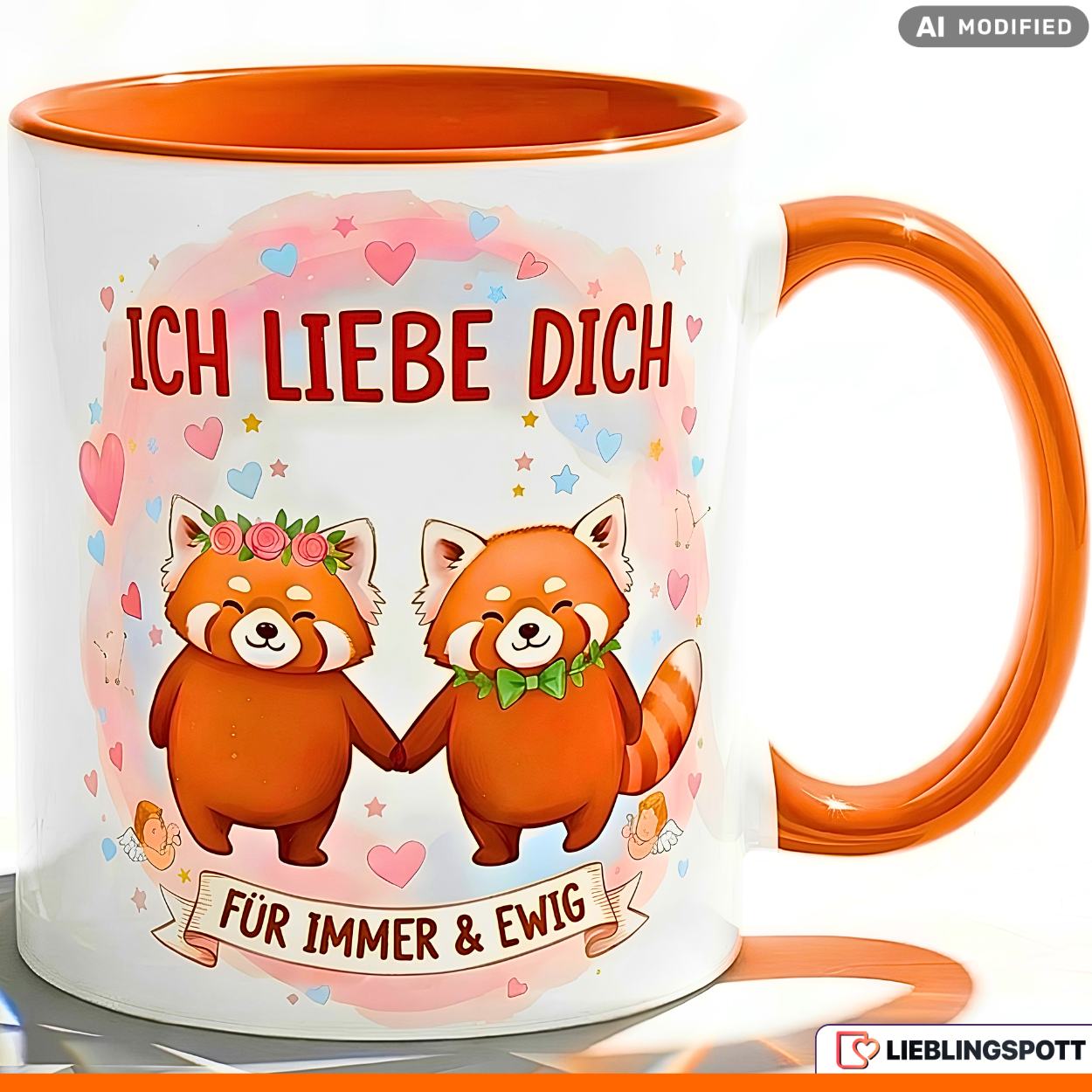 Red Panda Mug Saying I love you Gift Pink Mug 330ml