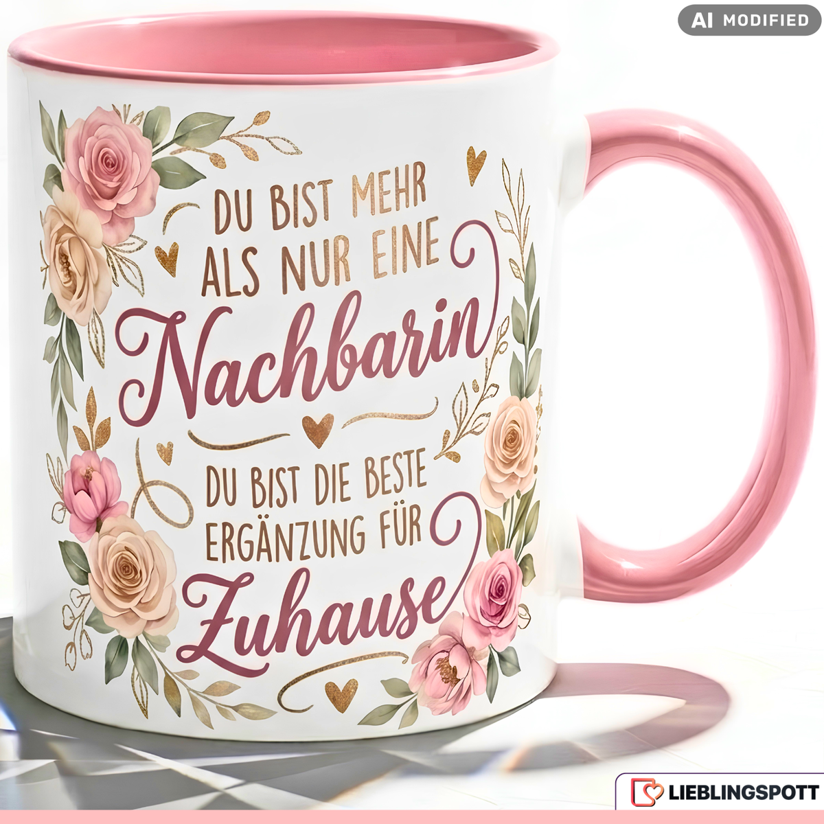 Neighbor Mug Quote Best Gift Thank You Birthday Pink Mug 330ml