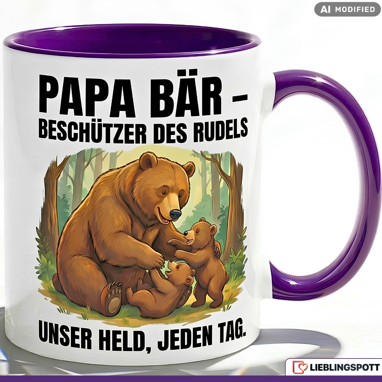 Papa Bear Mug Saying Father's Day Gift Green Mug 330ml