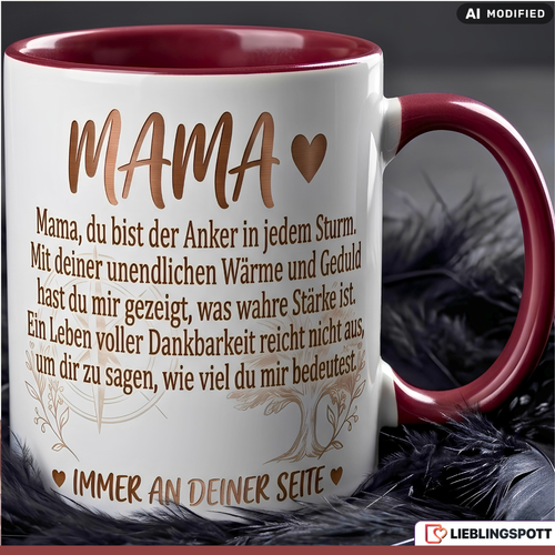 Mama Tasse Spruch Geschenk Danke Muttertag Maroon Becher 330ml