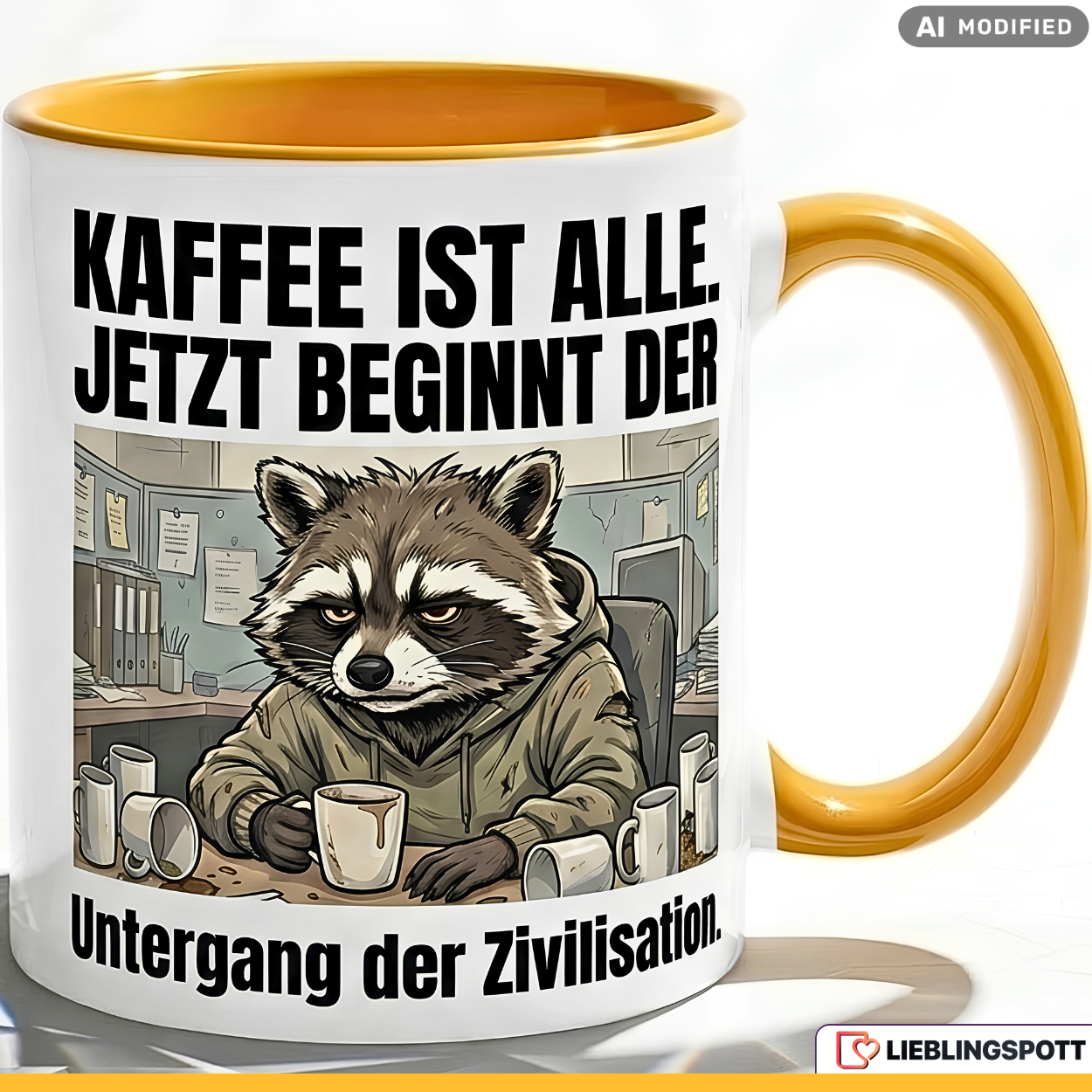 Raccoon Mug Saying Coffee Office Gift Colleague Black Mug 330ml
