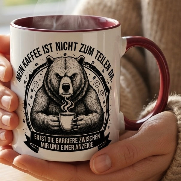 Tasse Spruch Mein Kaffee ist nicht zum Teilen da Barriere Anzeige – Witzige Kaffeetasse Büro Arbeit Job Humor Morgenmuffel – Geschenk Kollegen – Keramik Becher 330ml