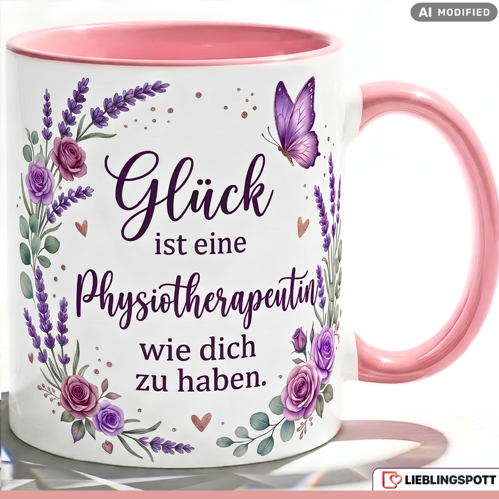 Physiotherapeutin Tasse Spruch Dankeschön Geschenk Lila Becher 330ml