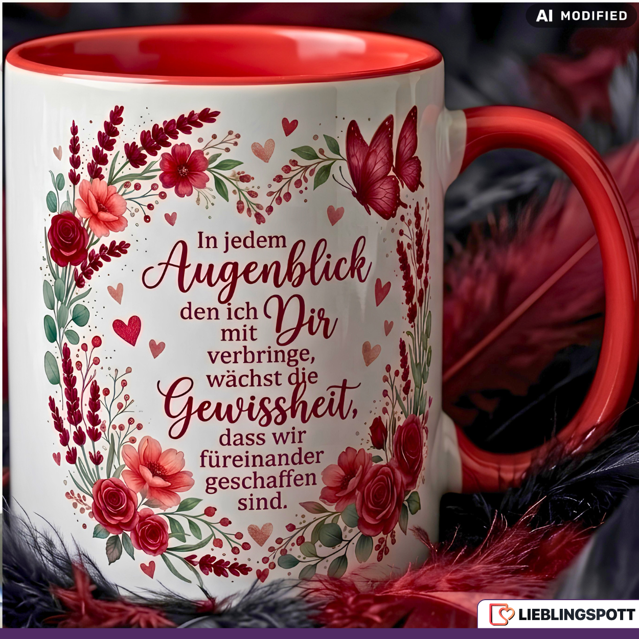 Liebe Tasse Spruch Augenblick Geschenk Jahrestag Valentinstag Rot Becher 330ml