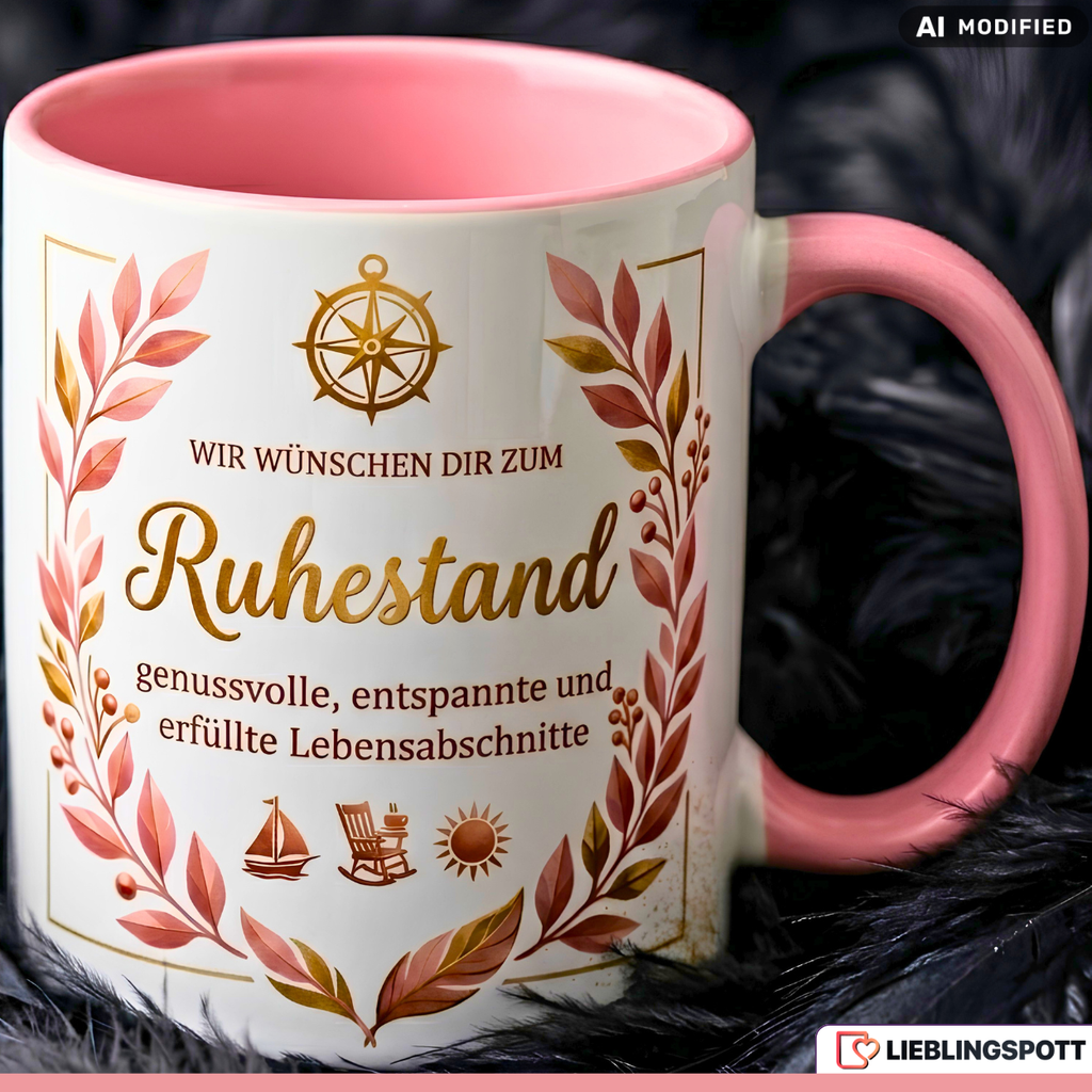 Ruhestand Tasse Spruch Geschenk Abschied Kollegin Rosa Becher 330ml