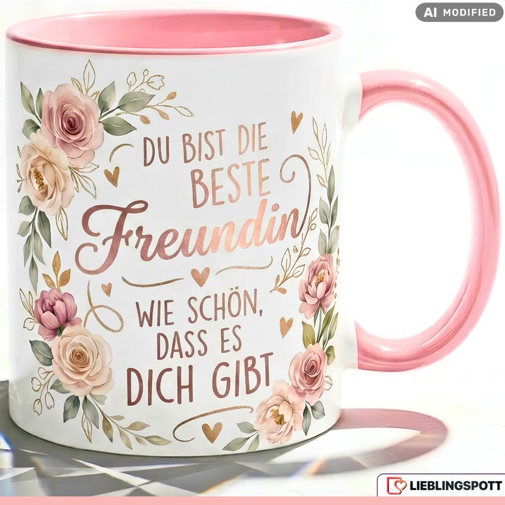 Freundin Tasse Spruch Beste Geschenk Danke Geburtstag Rosa Becher 330ml