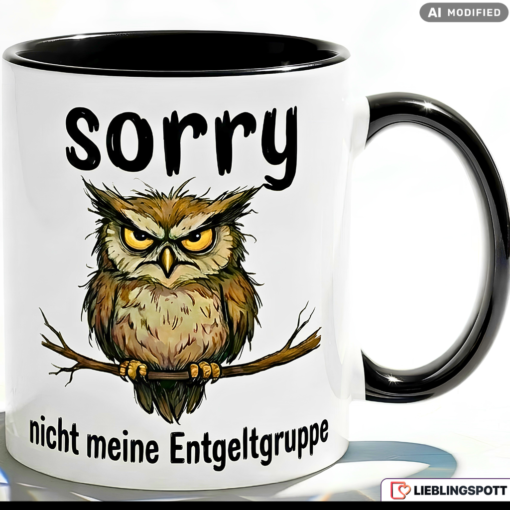 Eule Tasse Spruch Entgeltgruppe Büro Geschenk Lila Becher 330ml