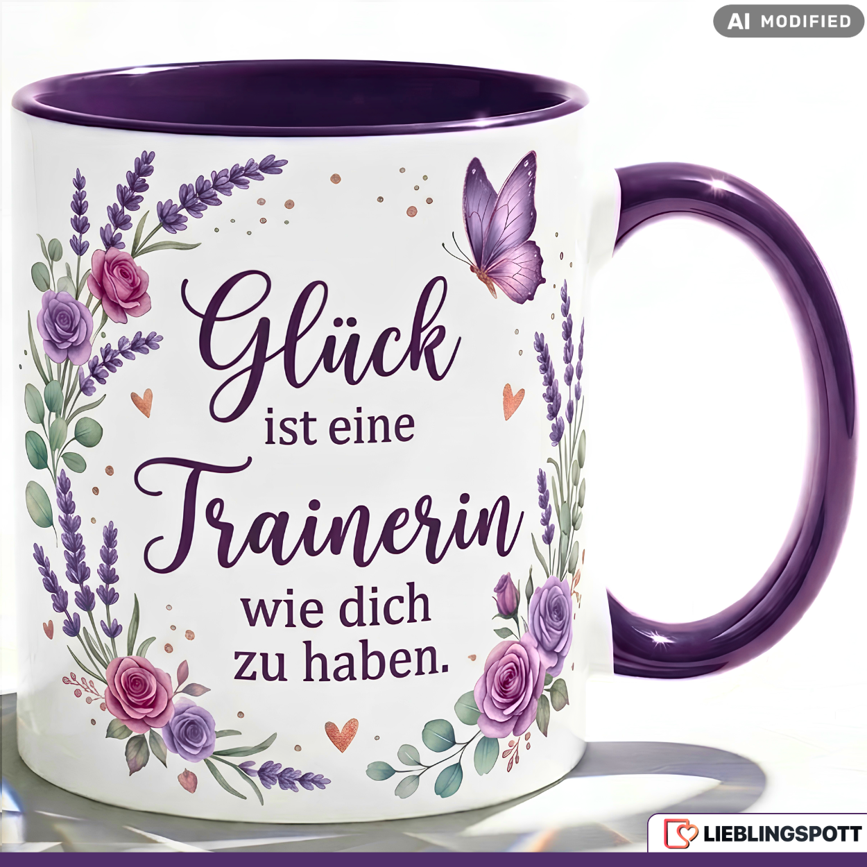 Coach Mug Saying Luck Gift Thank You Birthday Purple Cup 330ml