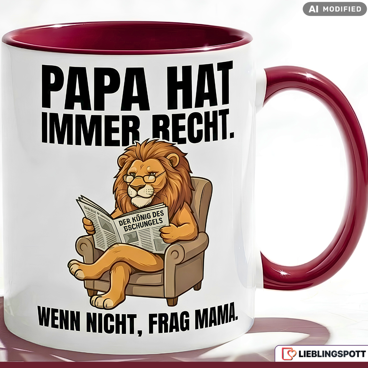 Papa Lion Mug Saying Father's Day Gift Orange Cup 330ml
