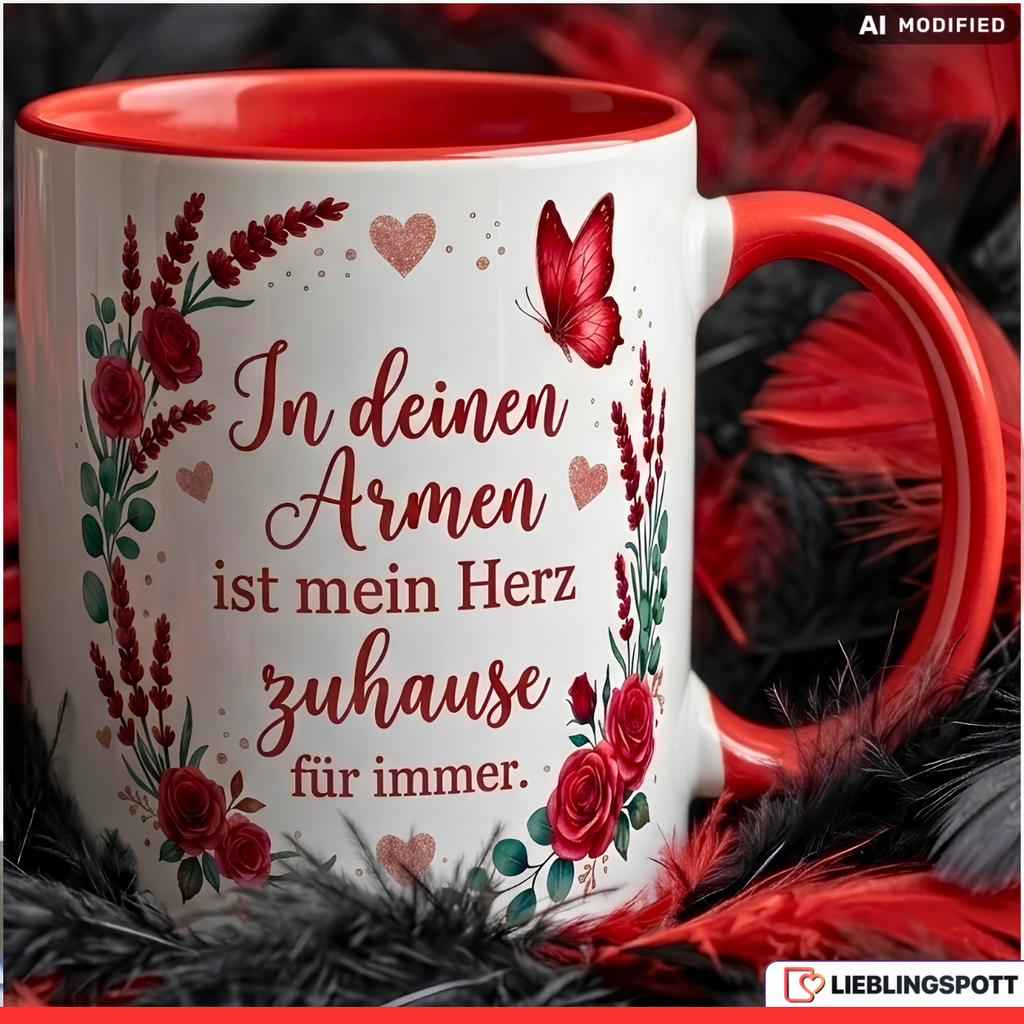 Liebe Tasse Spruch Armen Geschenk Danke Jahrestag Valentinstag Lila Becher 330ml