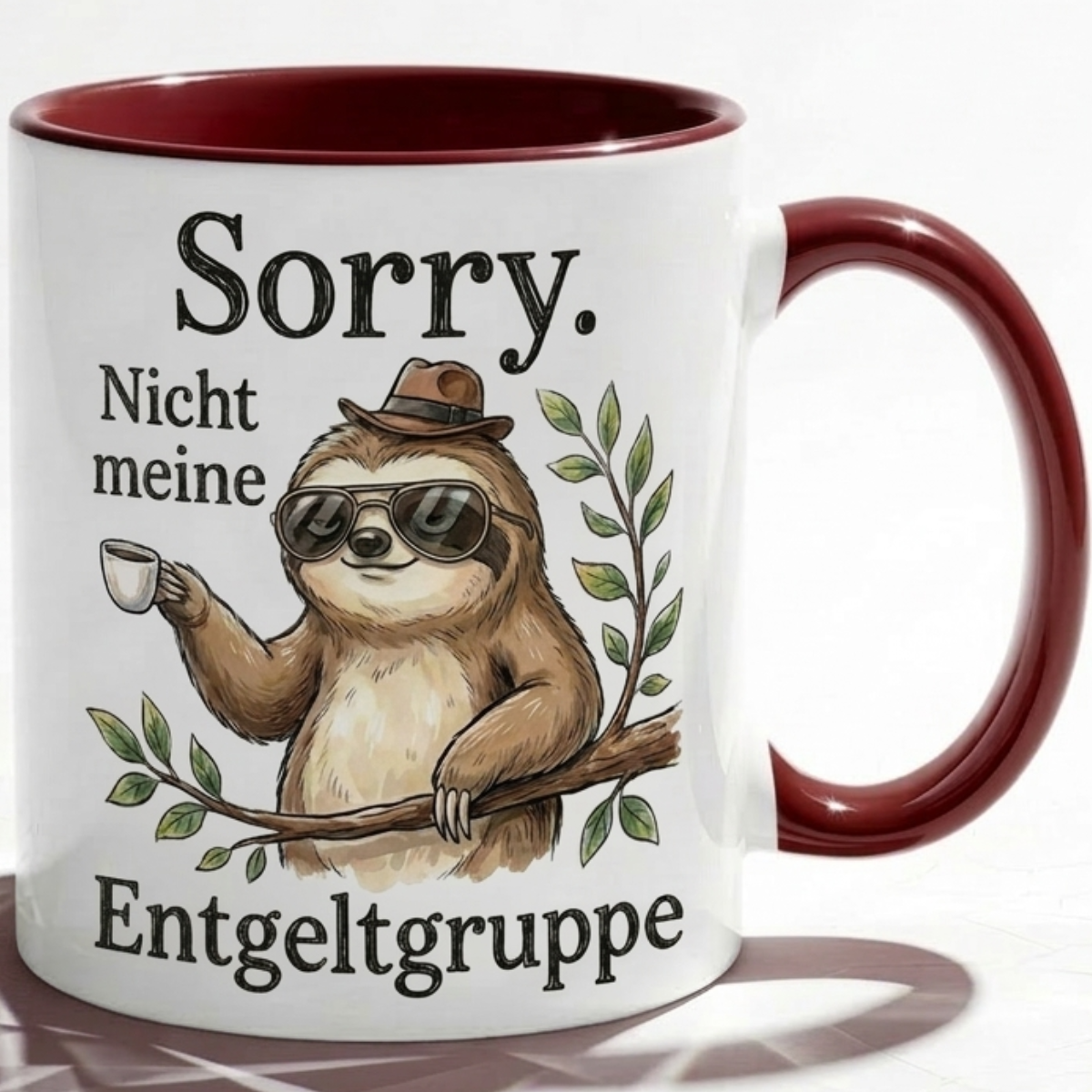 Witzige Kaffeetasse Faultier Entgeltgruppe Spruch-Becher Geschenk für Kollegen, Abschied