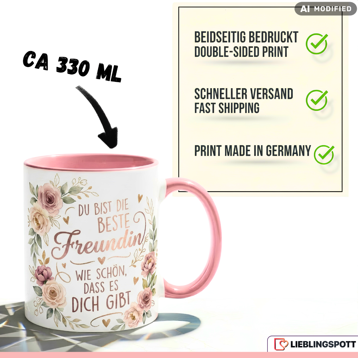 Freundin Tasse Spruch Beste Geschenk Danke Geburtstag Rosa Becher 330ml
