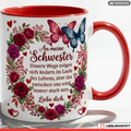 Schwester Tasse Spruch Wege Geschenk Danke Geburtstag Rot Kaffeetasse 330ml