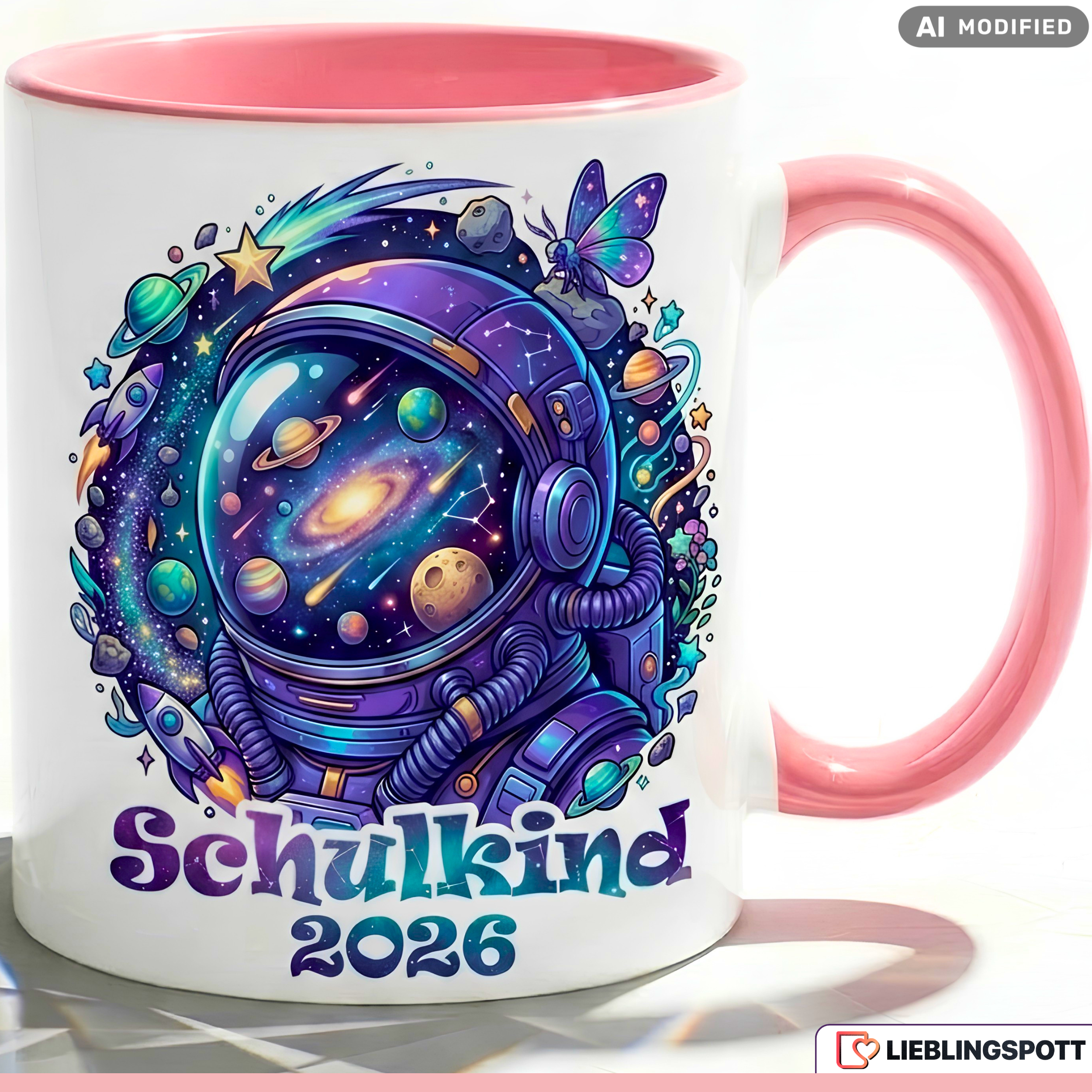 School Child Mug Astronaut Gift First Day of School 2026 Purple Mug 330ml