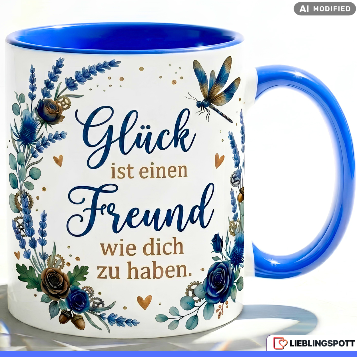 Friend Mug Quote Happiness Gift Best Thank You Birthday Blue Cup 330ml