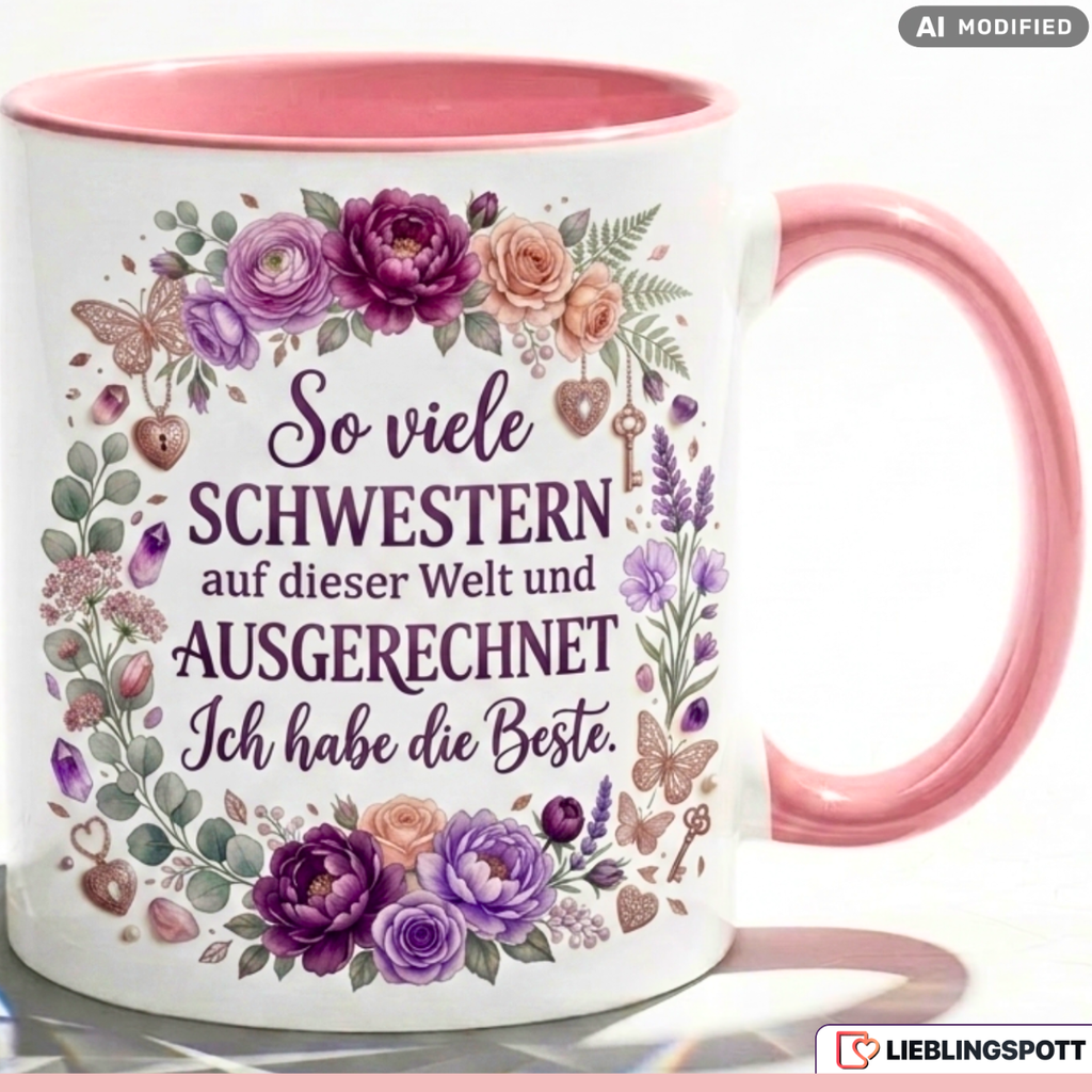 Sister Mug Quote Best Gift Thank You Birthday Pink Mug 330ml