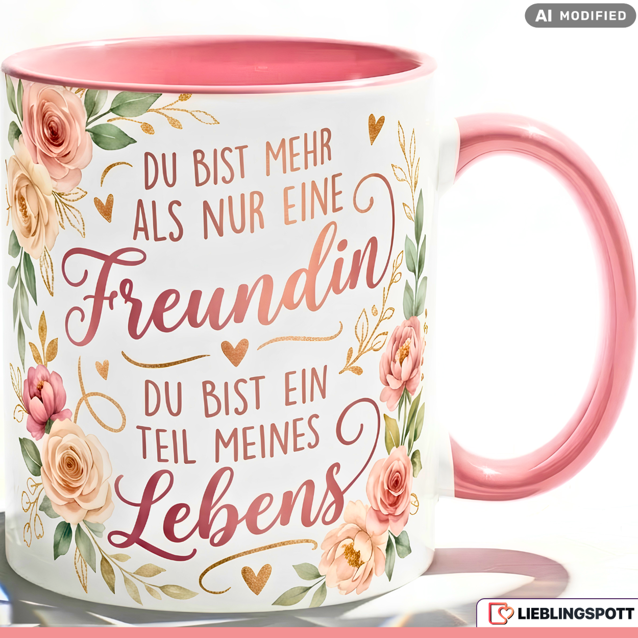 Freundin Tasse Spruch Leben Geschenk Danke Geburtstag Rosa Becher 330ml