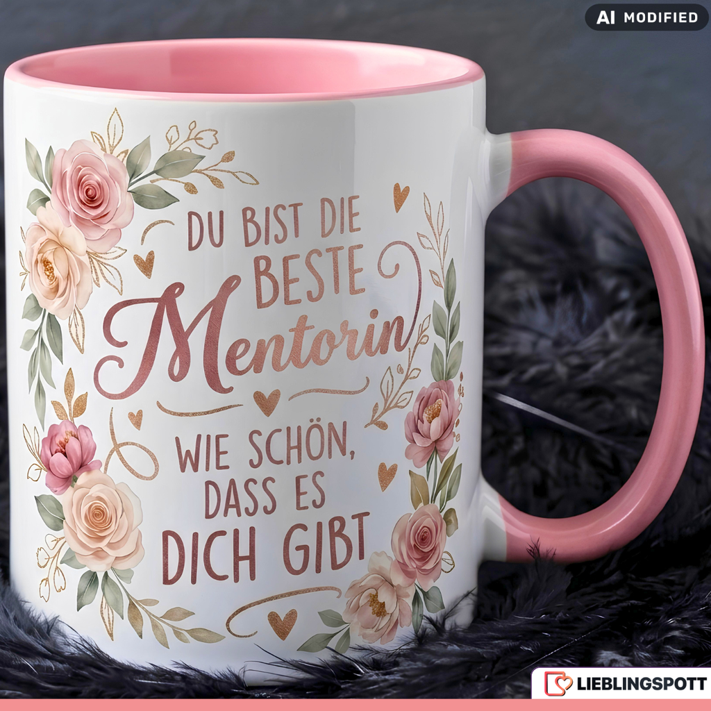 Mentorin Tasse Spruch Beste Geschenk Danke Geburtstag Rosa Becher 330ml