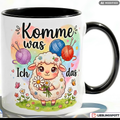 Schaf Tasse Spruch Komme was Wolle Geschenk Roter Becher 330ml