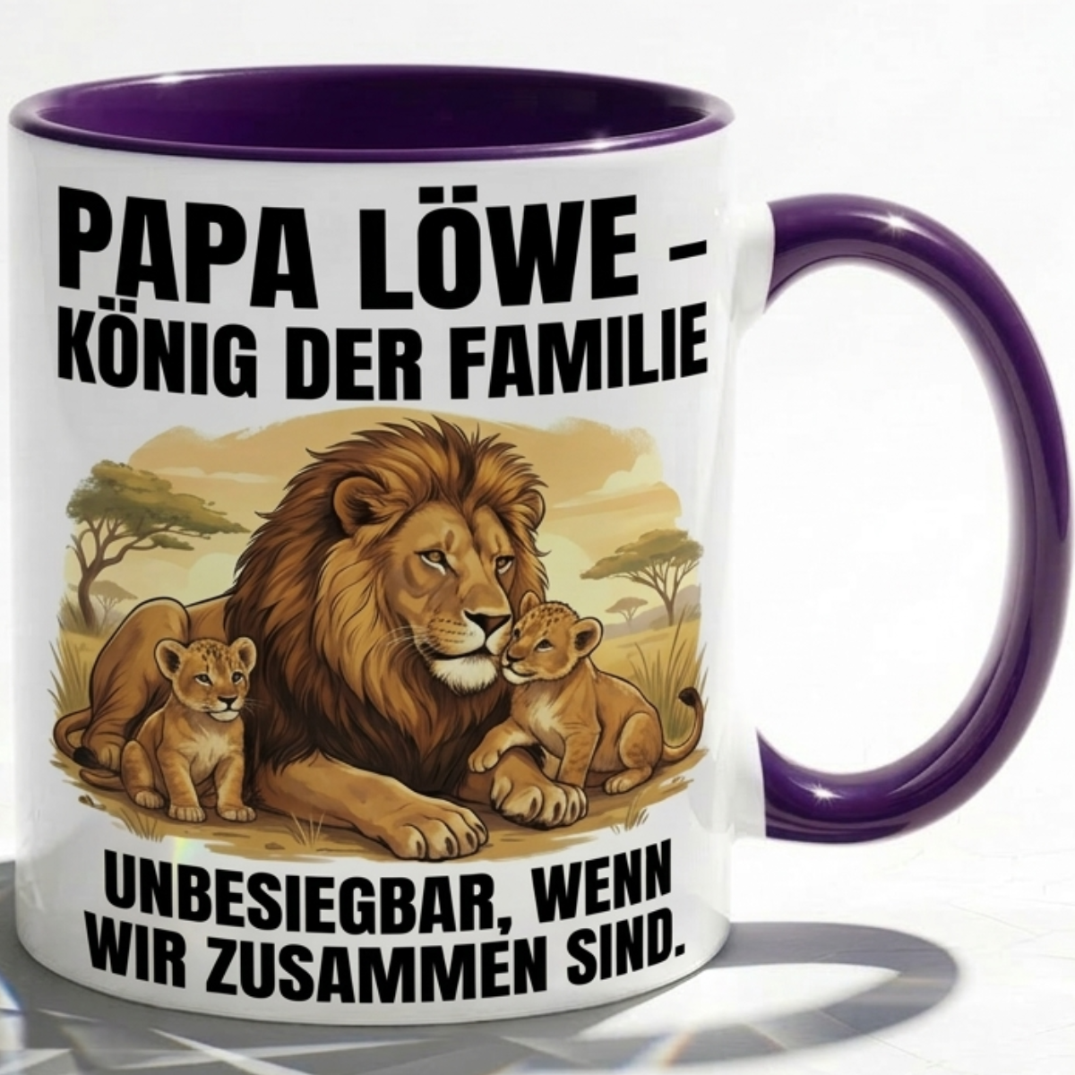 Papa Löwe Tasse als Geschenk Vatertag, Geburtstag Vater König Kaffee Becher