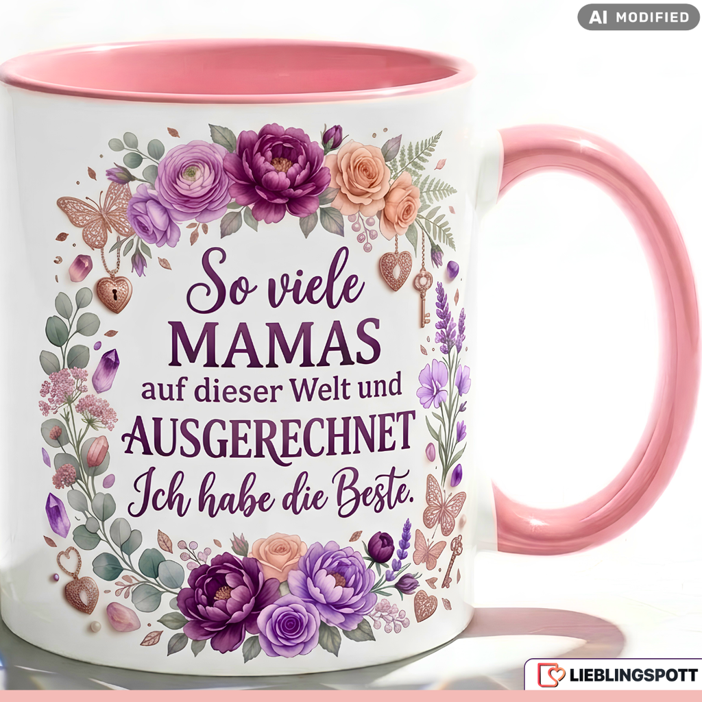 Mama Tasse Spruch Beste Geschenk Danke Geburtstag Rosa Becher 330ml