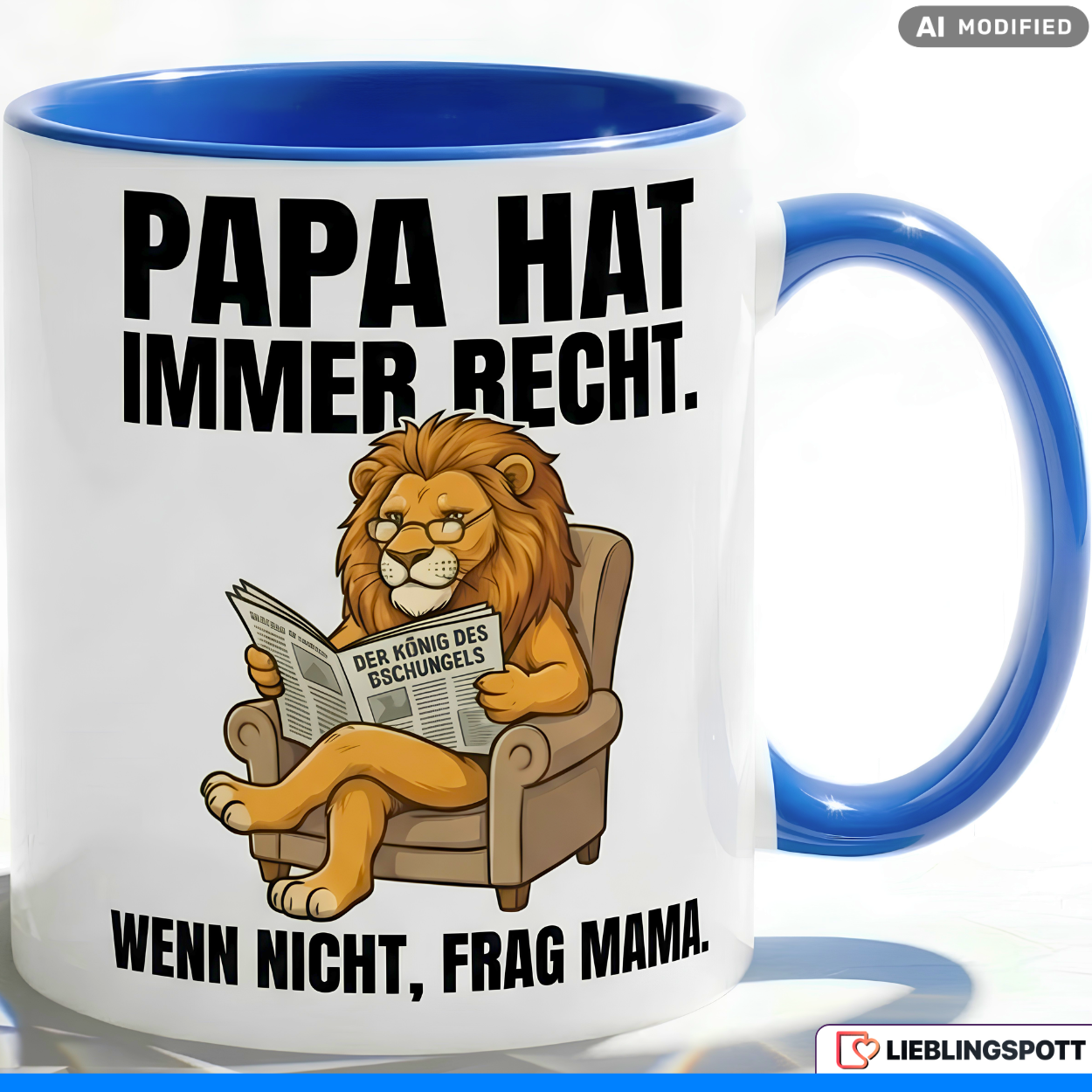 Papa Lion Mug Saying Father's Day Gift Orange Cup 330ml