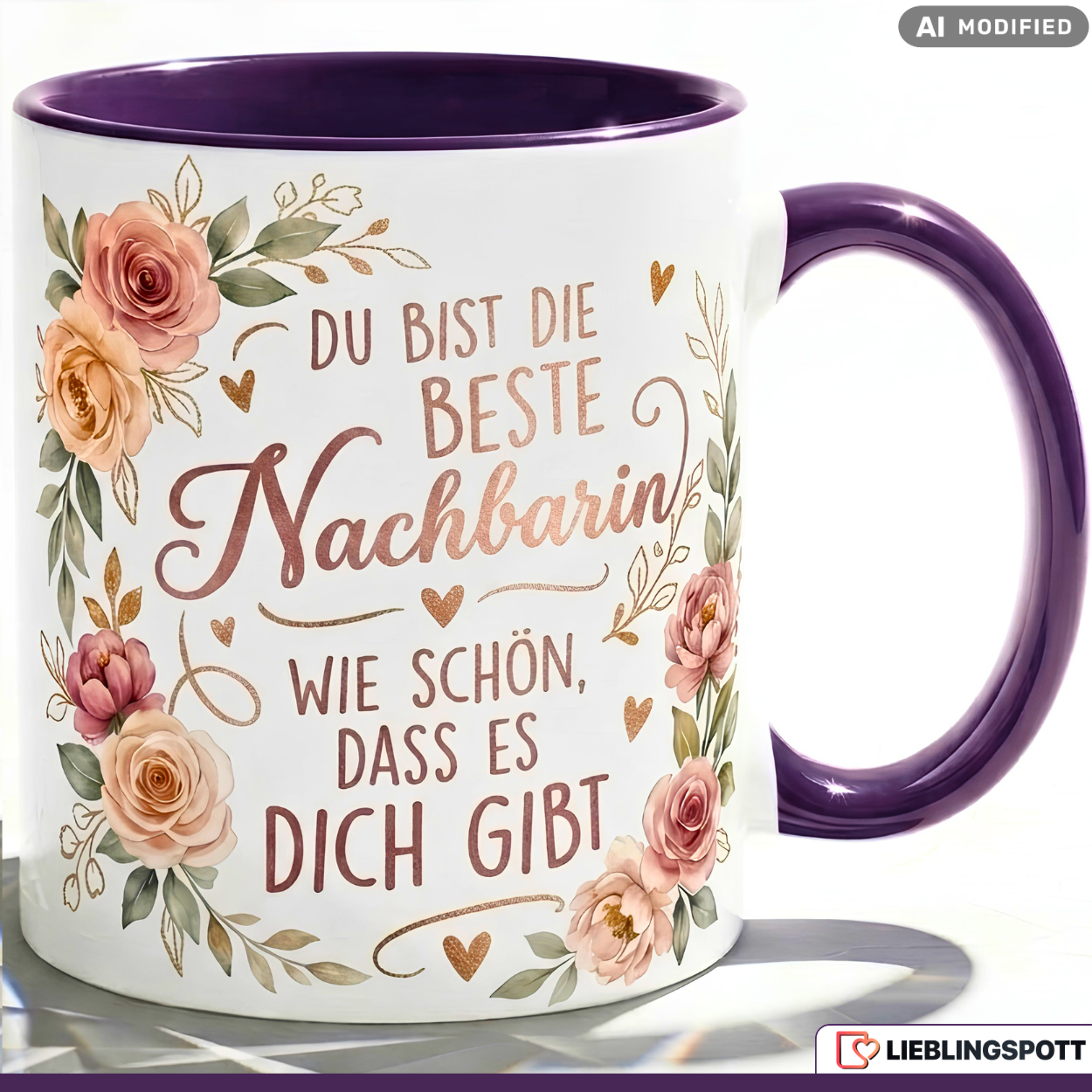 Nachbarin Tasse Spruch Beste Geschenk Danke Geburtstag Rosa Becher 330ml