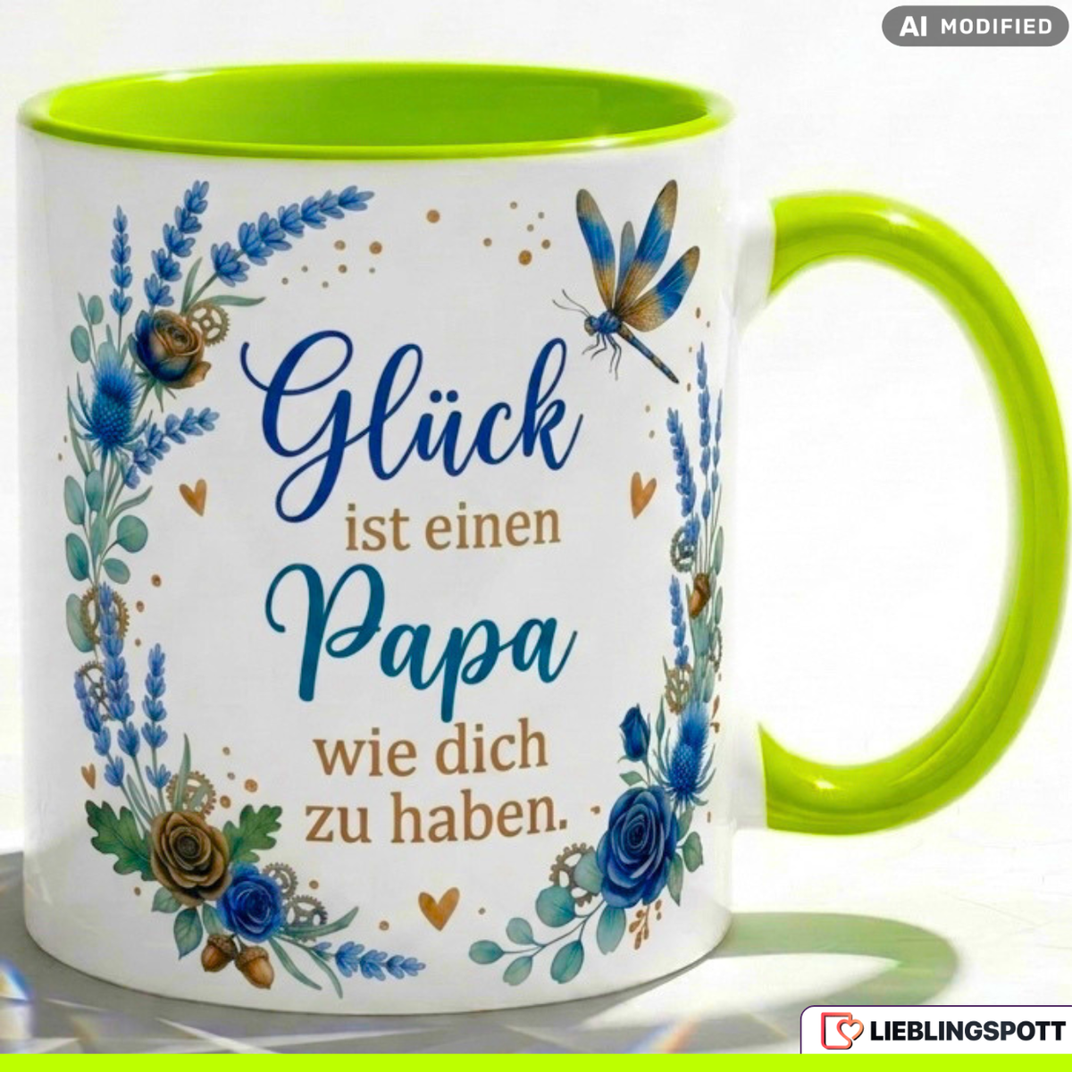 Dad Mug Saying Happiness Gift Father's Day Birthday Blue Cup 330ml